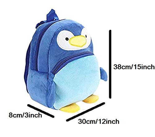 blue tree Cute Kids Backpack Toddler Bag Plush Animal Cartoon Mini Travel Bag for Baby Girl Boy 1-6 Years (New-Blue-Penguin) - Image 3
