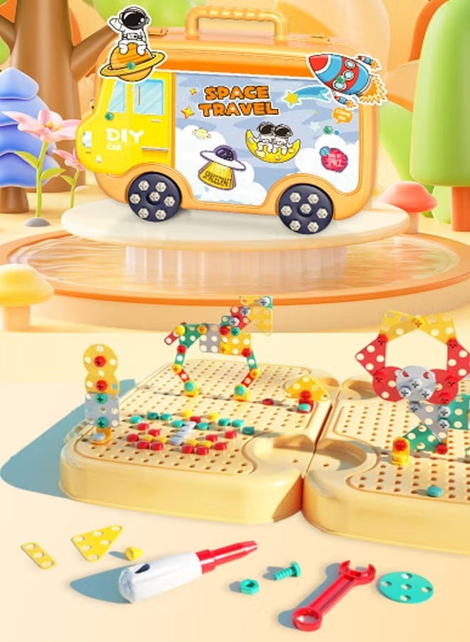 Children'S Screw Toy，224 Pcs Screw Toys with Electric Drill，Montessori Play Toolbox, Early Education Screw Toys Pretend Play, Children'S Building Blocks, Building Block Games,Children'S Screw-Twisting Educational Toys, Simulation Electric Repair Toys，DIY Educational Building Blocks,Develop Fine Motor Skills - Image 5