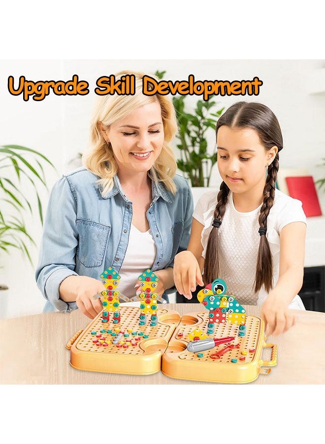 Children'S Screw Toy，224 Pcs Screw Toys with Electric Drill，Montessori Play Toolbox, Early Education Screw Toys Pretend Play, Children'S Building Blocks, Building Block Games,Children'S Screw-Twisting Educational Toys, Simulation Electric Repair Toys，DIY Educational Building Blocks,Develop Fine Motor Skills - Image 4