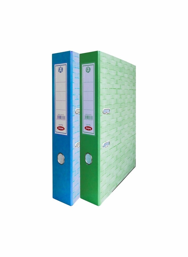 Anupam Excel Lever File N4-31 x 35 x 8 cm - Weave Printed Cover - U Shaped Clip Binder Box - Finger Grip Hole - Metal Edge Protector for Office School Home Supplies Black (Pack of 2) - Image 1