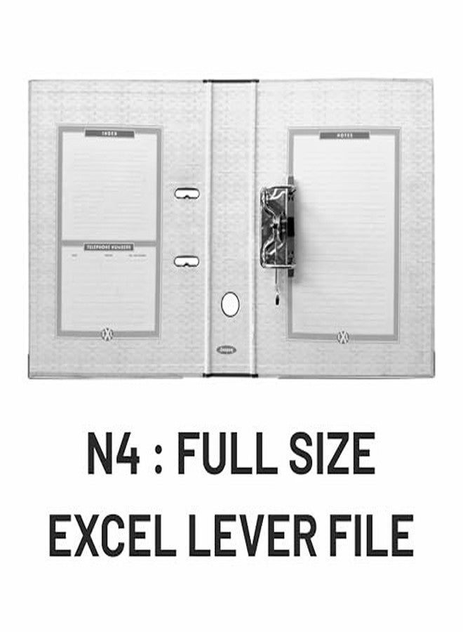 Anupam Excel Lever File N4-31 x 35 x 8 cm - Weave Printed Cover - U Shaped Clip Binder Box - Finger Grip Hole - Metal Edge Protector for Office School Home Supplies Black (Pack of 2) - Image 3