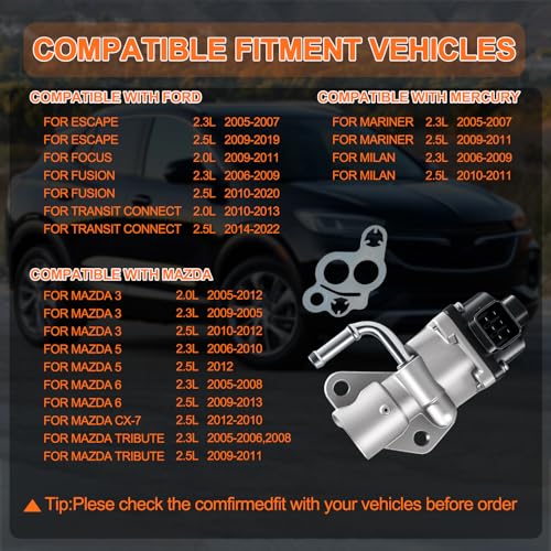 STZJAYE EGR Valve Replacement EGV1025 Compatible with Ford Escape 2005-2016,for Mazda 3 2005-2012,for Mercury Mariner 2005-2011,Automotive Exhaust Gas Recirculation Replacement 1S7Z9D475A - Image 2