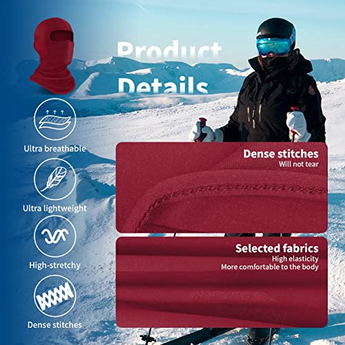 YESLIFE Red Ski Mask, Balaclava Face Mask for Men and Women – Skiing, Snowboarding, Motorcycle, UV Protection & Wind Protection, Hat - Image 5