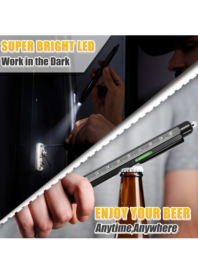 Y&D 9 in 1 Multitool Pen Pocket Multi Tool with Light Stylus Ruler Screwdriver Bubble Leveler Cool Must-Have Gadgets for Woodworking Electrical Engineers Birthday Gifts Men - Image 3