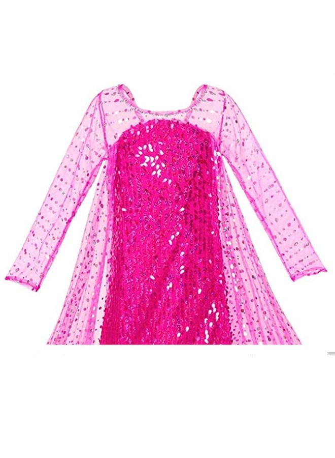 ISank Elsa Princess Costumes Birthday Party Dress Up Clothes Rose  Pink  - Image 4