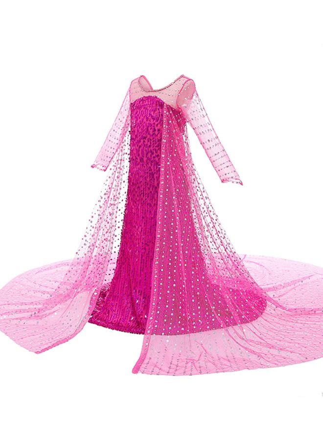 ISank Elsa Princess Costumes Birthday Party Dress Up Clothes Rose  Pink  - Image 2