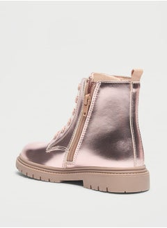 Barbie Print Ankle Boots with Lace-Up Closure  - Image 3