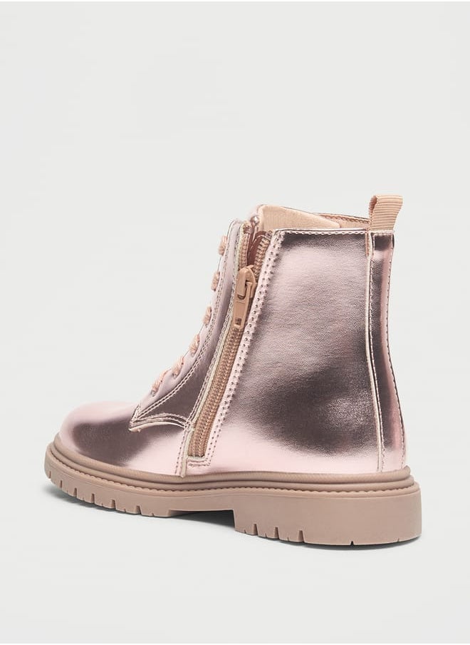 Barbie Print Ankle Boots with Lace-Up Closure  - Image 3