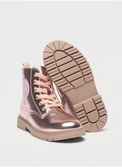 Barbie Print Ankle Boots with Lace-Up Closure  - Image 5