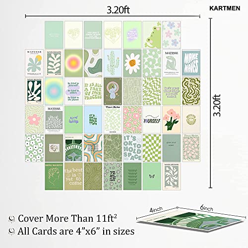 KARTMEN 50 Photo Wall Collage Kit || Danish Pastel Room Decor Aesthetic - 4 x 6 Inches Posters for Wall Decoration - Glue Dots Included- Green-Paper - Image 3
