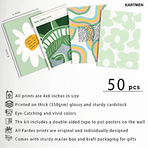 KARTMEN 50 Photo Wall Collage Kit || Danish Pastel Room Decor Aesthetic - 4 x 6 Inches Posters for Wall Decoration - Glue Dots Included- Green-Paper - Image 2