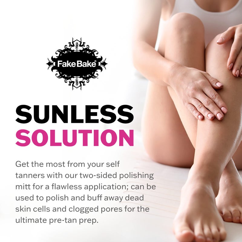 Fake Bake In The Buff Exfoliating Mitt - Washable Reusable Self Tanner Lotion, Spray or Foam Prep Glove for Buffed Tan-Ready Skin - Dead Skin Remover, Buffer, Smoother - 1 Professional Mitt - Image 5