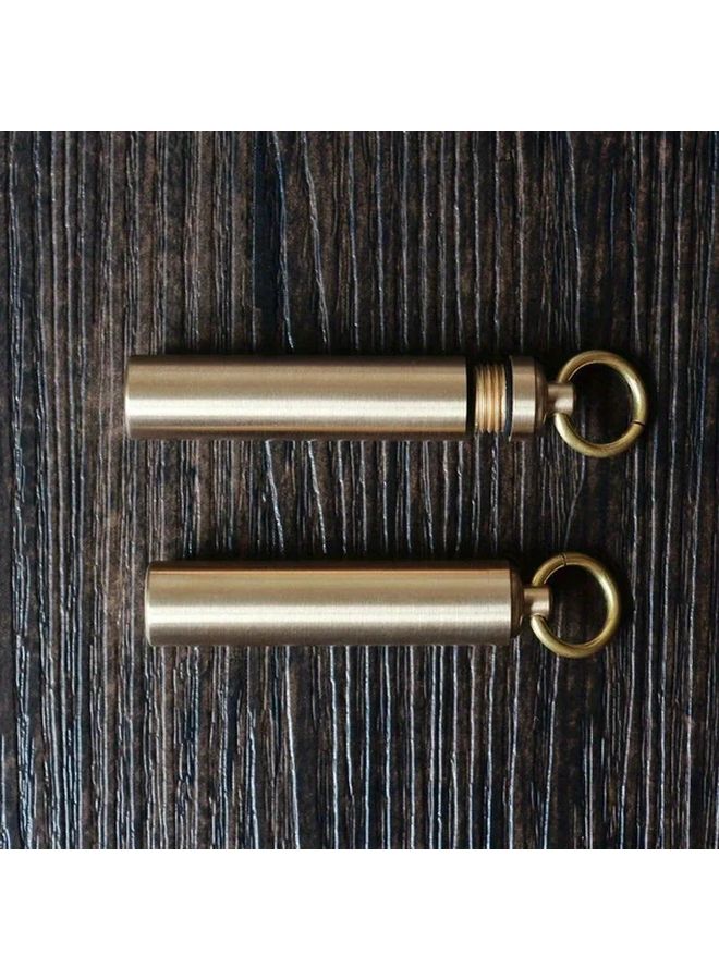 أنيقة بسيطة حاوية دواء مصغرة مقاومة للماء من النحاس الأصفر أدوات EDC للهواء الطلق - Image 4