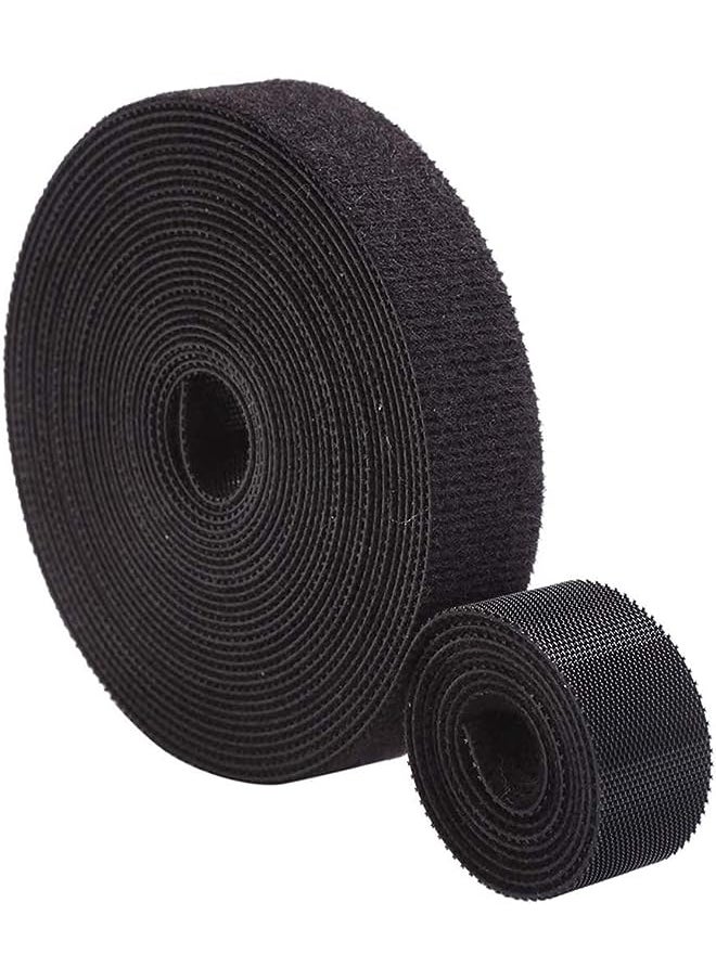 Delfino - Straps Reusable Cable Tearable Ties, Adjustable Hook and Loop Cable Straps Cable Ties for USB, Headphones, PC Computer Electronics and Other Cables, Cord Management (Black, 2pcs) - Image 1