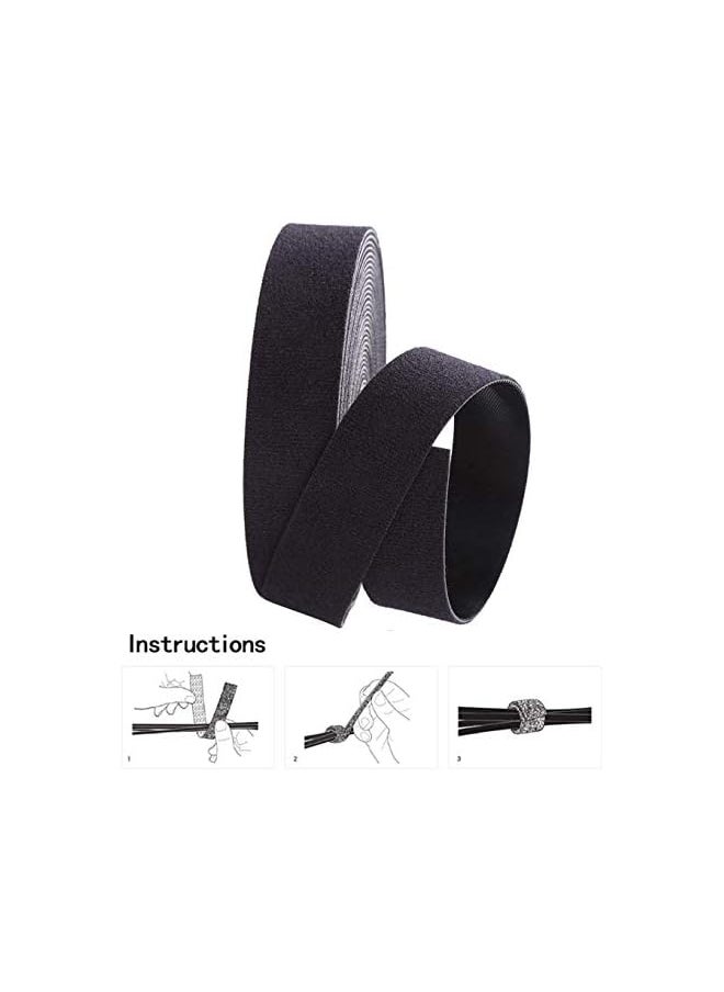 Delfino - Straps Reusable Cable Tearable Ties, Adjustable Hook and Loop Cable Straps Cable Ties for USB, Headphones, PC Computer Electronics and Other Cables, Cord Management (Black, 2pcs) - Image 1