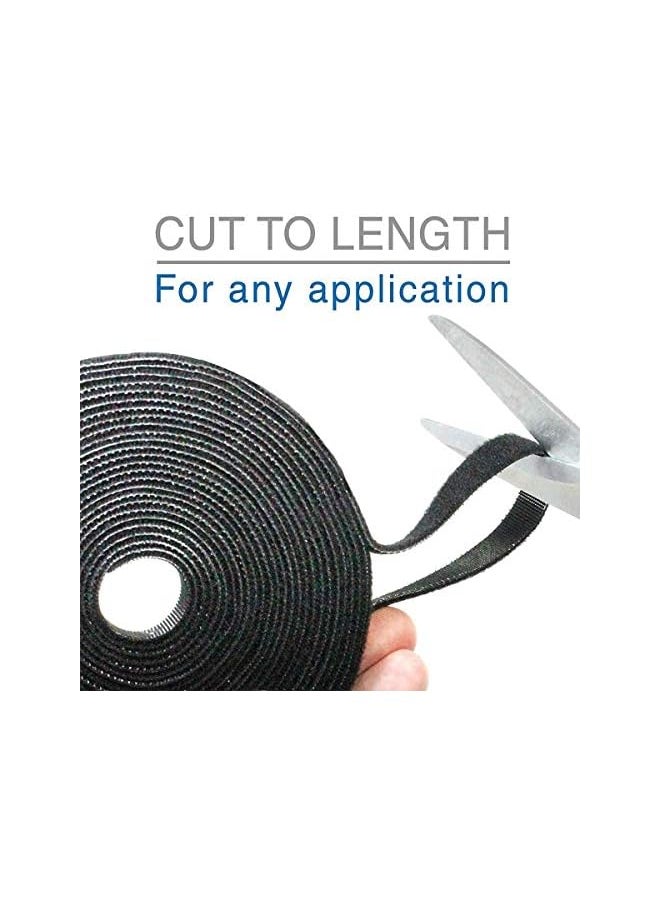Delfino - Straps Reusable Cable Tearable Ties, Adjustable Hook and Loop Cable Straps Cable Ties for USB, Headphones, PC Computer Electronics and Other Cables, Cord Management (Black, 2pcs) - Image 1