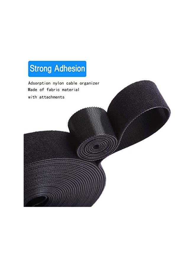 Delfino - Straps Reusable Cable Tearable Ties, Adjustable Hook and Loop Cable Straps Cable Ties for USB, Headphones, PC Computer Electronics and Other Cables, Cord Management (Black, 2pcs) - Image 1