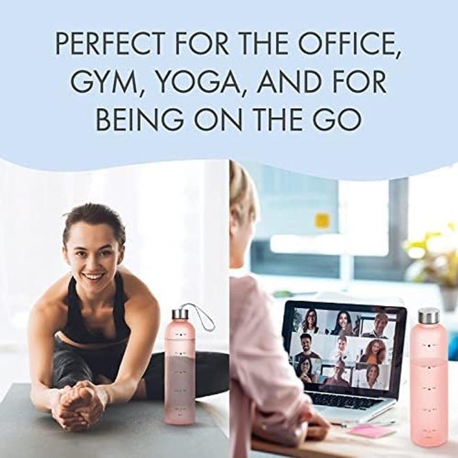 Tycom Drinking Water Bottle With Time Marker - 1L Leak-Proof, BPA Free, Motivational Reusable 32oz Water Bottles With Times To Drink - Ideal For Fitness, Sports, Travel, Gym, & Outdoor (White) - Image 4