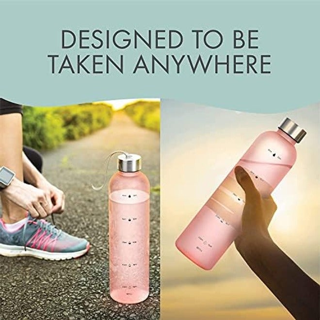 Tycom Drinking Water Bottle With Time Marker - 1L Leak-Proof, BPA Free, Motivational Reusable 32oz Water Bottles With Times To Drink - Ideal For Fitness, Sports, Travel, Gym, & Outdoor (White) - Image 3