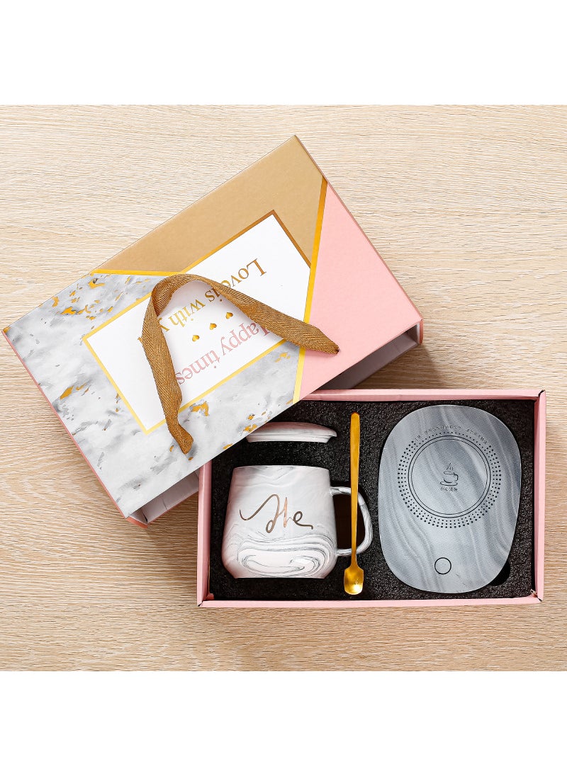 Generic Creative Marble Thermal Ceramic Mug Set Gray marble pattern 