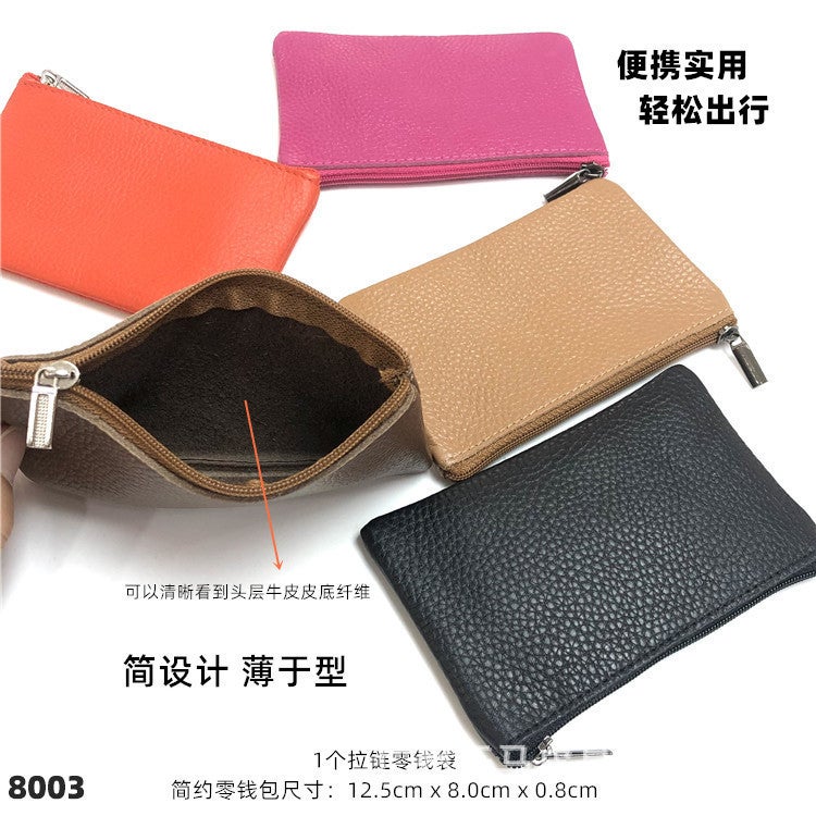 Student Genuine Leather Zipper Coin Purse Children'S First Layer Cowhide Earphone Storage Bag Women'S Small Wallet - Image 3