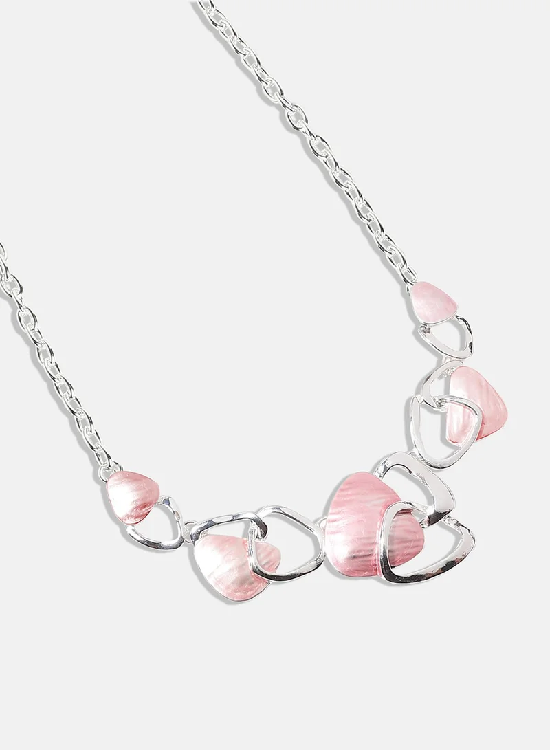SOHI Blush Pink & Metallic Abstract Artificial Jewellery Set