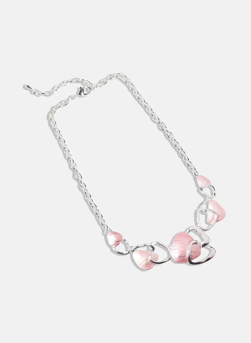 SOHI Blush Pink & Metallic Abstract Artificial Jewellery Set