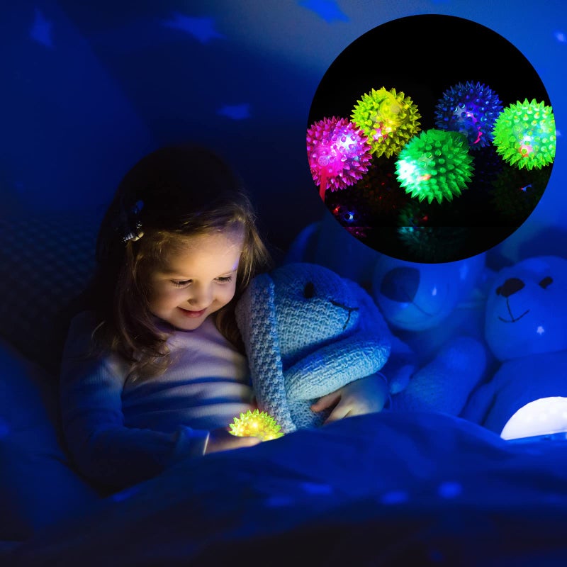 Civaner 8 Pcs Light up Ball LED Spiky Bouncy Balls Bulk Rubber Fidget Sensory Toy Glow in The Dark Light up Party Favors - Image 2