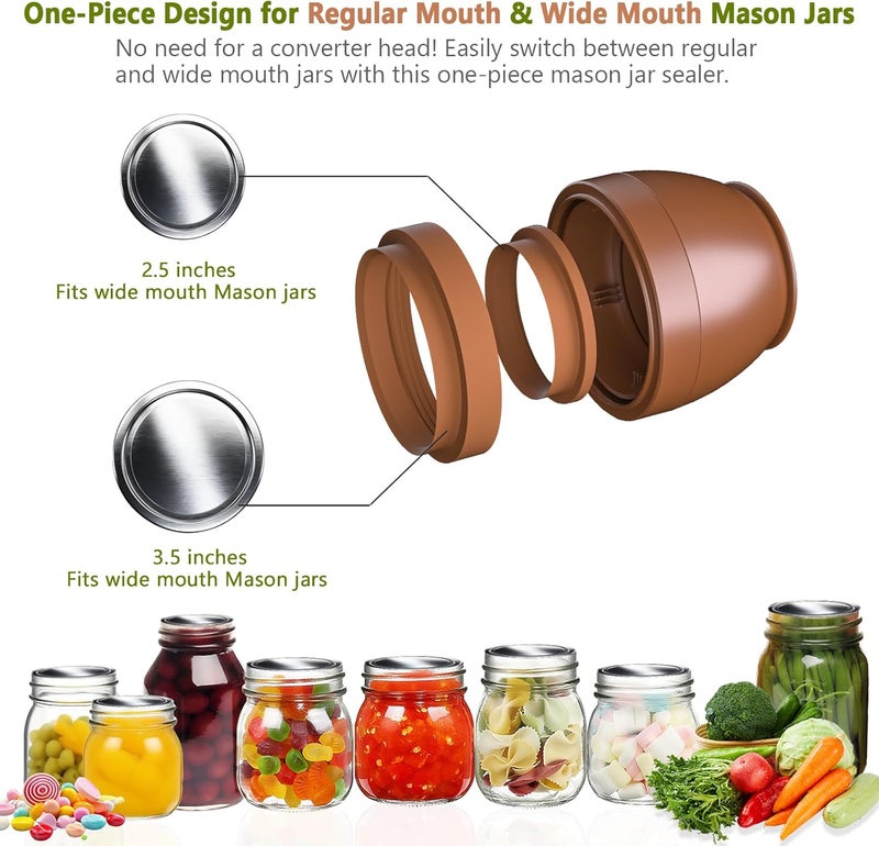 VUEBEE Electric Mason Jar Vacuum Sealer for Regular Mouth and Wide Mouth Canning Jars, Automatic Sealing Machine Kit for Food Storage and Fermentation - Image 2