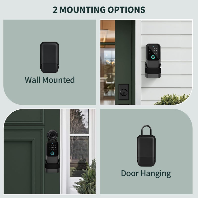 Moquin Smart Key Lock Box, TTLock APP Control, Fingerprint, Manual Keys, Access Card, EKey and Passcode Unlock, Electronic Bluetooth Wireless Lock Box for Airbnb Realtor House Office - Image 5