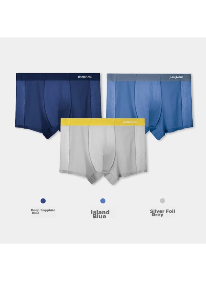 Athlete Jianjian Men's Underwear, Ice Silk Seamless Boxer Briefs Breathable Underpants, 7a Antibacterial, Youth Trendy, 3 Pairs - Image 1