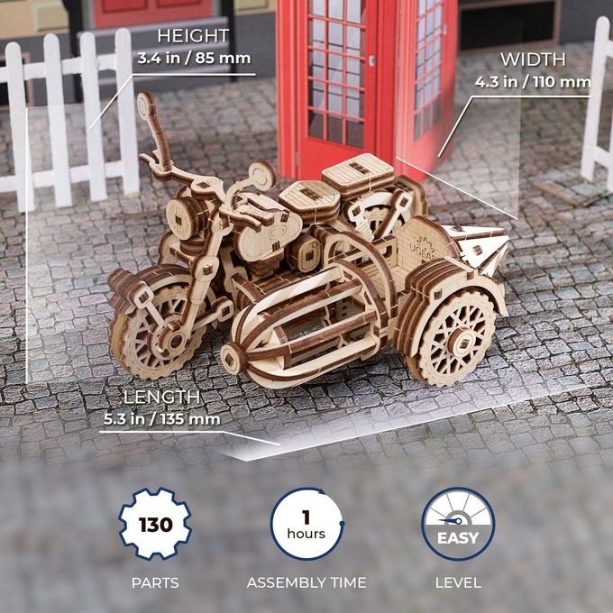 UGEARS Hagrid's Flying Motorbike 3D Puzzle Wooden Model Kit for Adults to Build Mechanical Bike Motorcycle Making Kit 3D Jigsaw Puzzle Wood Vehicle Harry Potter Collection DIY Brain Teaser - Image 2