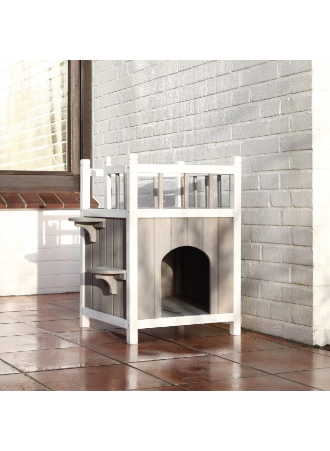 TRIXIE Cat Home with Balcony, Elevated Cat House, Weatherproof Shelter, Ideal for Cats and Small Dogs 17.5 x 17.5 x 25.5 in. - Image 1