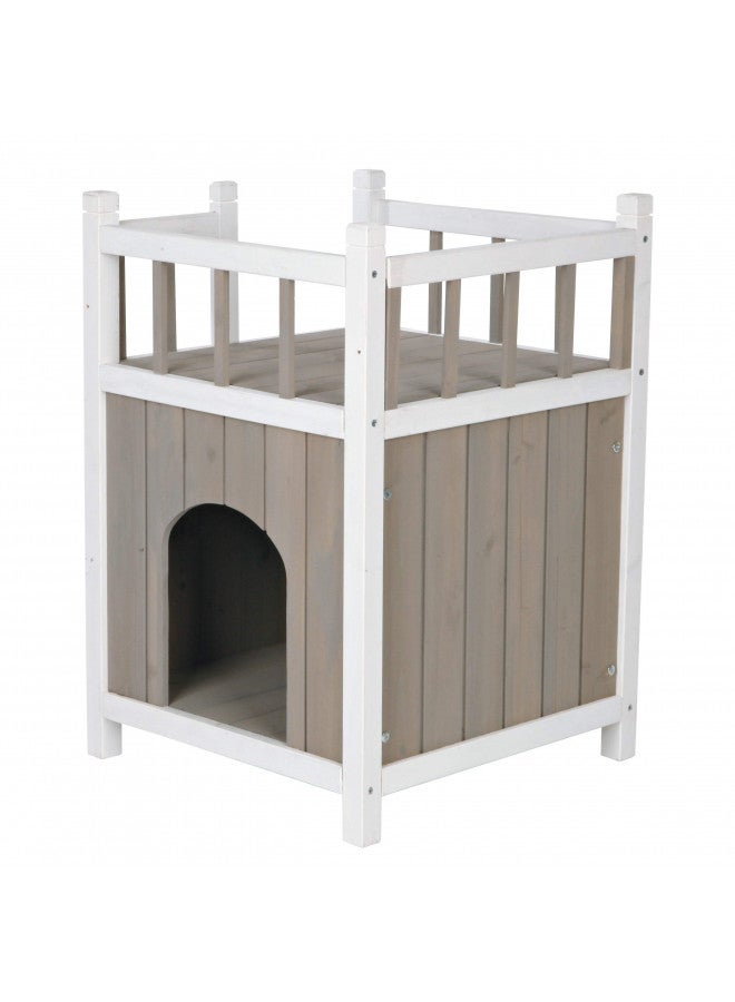 TRIXIE Cat Home with Balcony, Elevated Cat House, Weatherproof Shelter, Ideal for Cats and Small Dogs 17.5 x 17.5 x 25.5 in. - Image 3