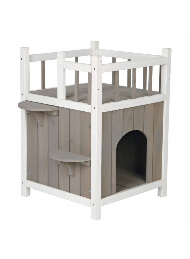 TRIXIE Cat Home with Balcony, Elevated Cat House, Weatherproof Shelter, Ideal for Cats and Small Dogs 17.5 x 17.5 x 25.5 in. - Image 2