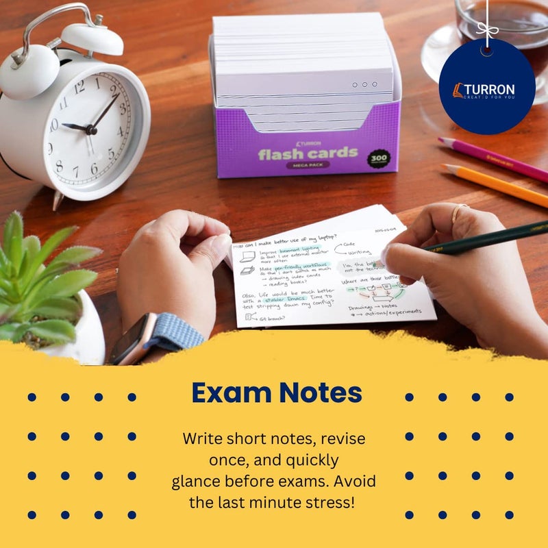 Turron Bulk Pack - 300 Index Flash Cards - Both Sides ruled, 3 x 5 Inch, 200 GSM - Work from Home notes, Exam & Interview Preparation, Kids learning, Quick notes - Image 3