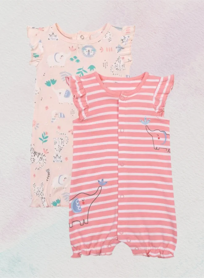 Luna & Lily Pack of 2 - Baby Girls Ruffle Sleeve Romper