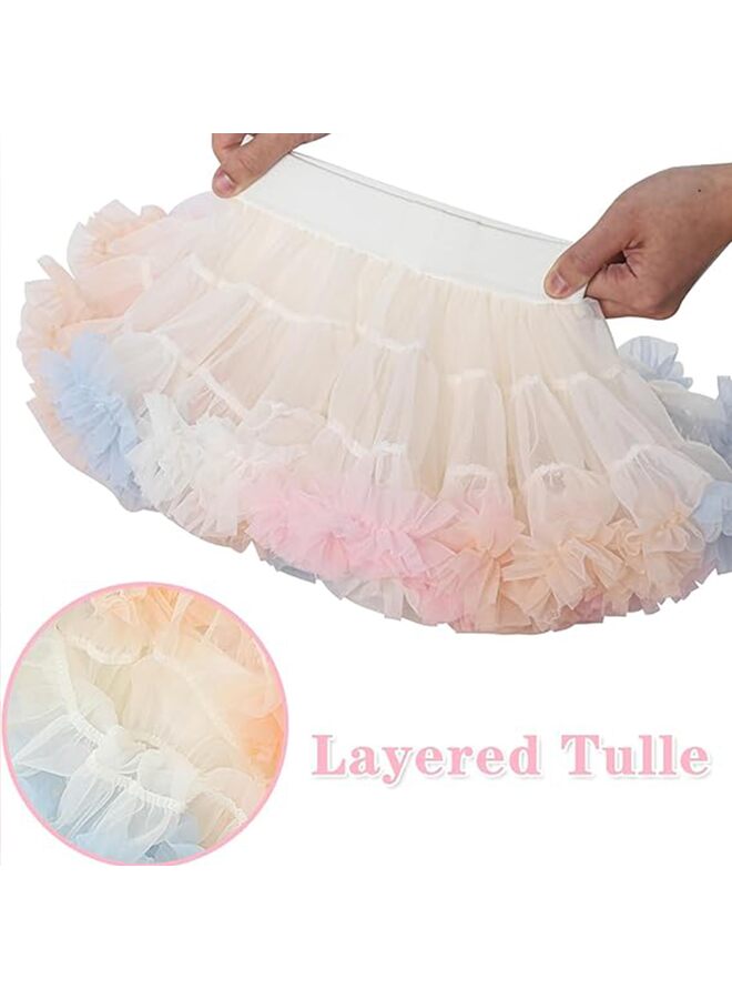 Baby Girls Tutu Skirt Princess Fluffy Soft Tutu Skirt Toddler Tulle Birthday Pettiskirt Girl Tutu Petticoat Skirts Infant Tulle Ballet Underskirt Puffy Ballet Layered Skirt (Rainbow-L) - Image 4