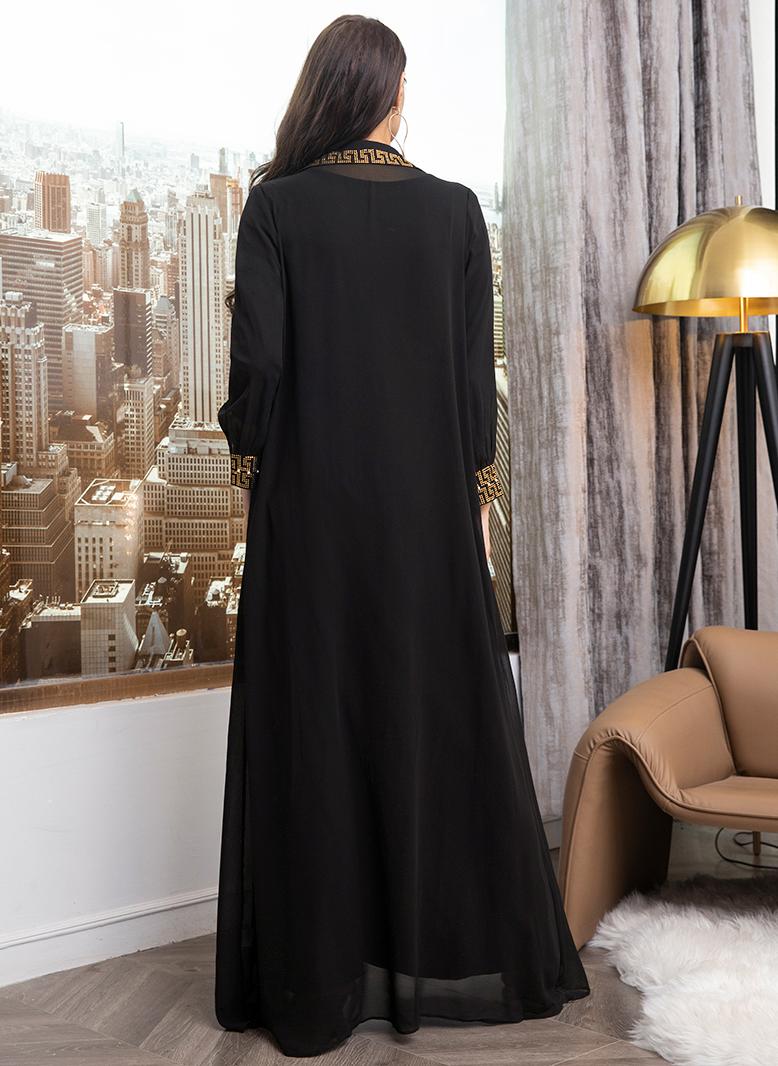 FridayIn Elegant style Lapel Color contrast Bead Regular sleeve Dress Suits Black - Image 2