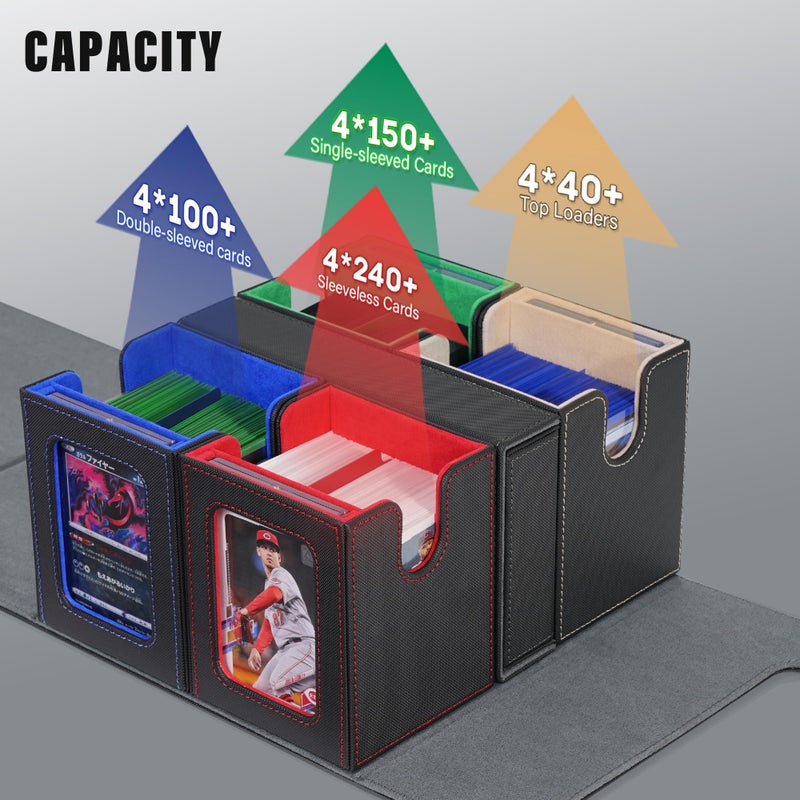 Kabinka Card Deck Box for MTG with Commander Display, 5 in 1 Trading Card Storage Box Fits 400+ Double-sleeved Cards, Removable Deck Case for TCG/Sports Cards with Dice Tray, 4 Magnetic Card Holders(Colorful) - Image 3