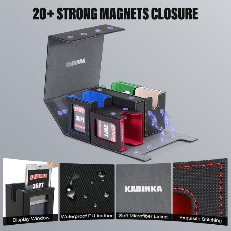 Kabinka Card Deck Box for MTG with Commander Display, 5 in 1 Trading Card Storage Box Fits 400+ Double-sleeved Cards, Removable Deck Case for TCG/Sports Cards with Dice Tray, 4 Magnetic Card Holders(Colorful) - Image 2