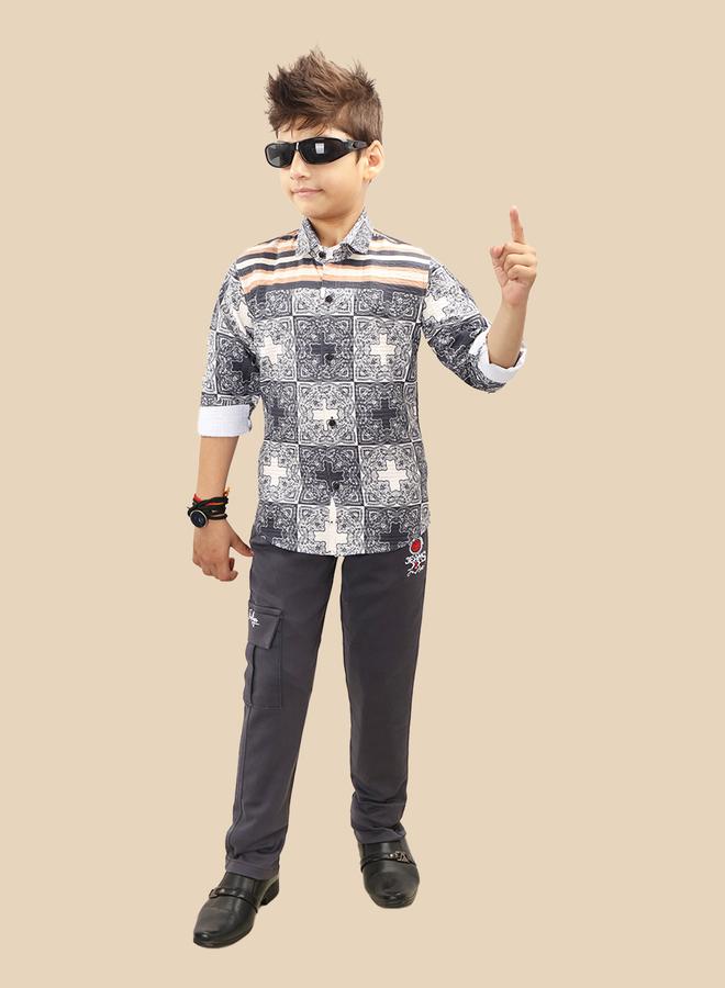 Ts Trends Printed Buttoned Shirt and Pant Set - Image 1