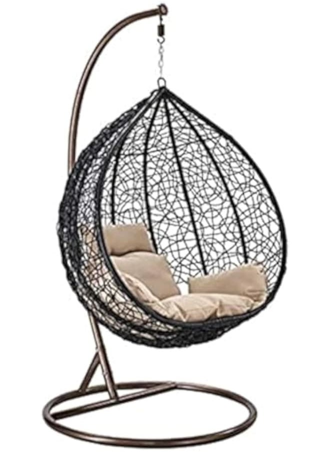 Sweet Furniture Elegant Rattan Chair – Garden Hanging Seat with Plush Cushions. 
