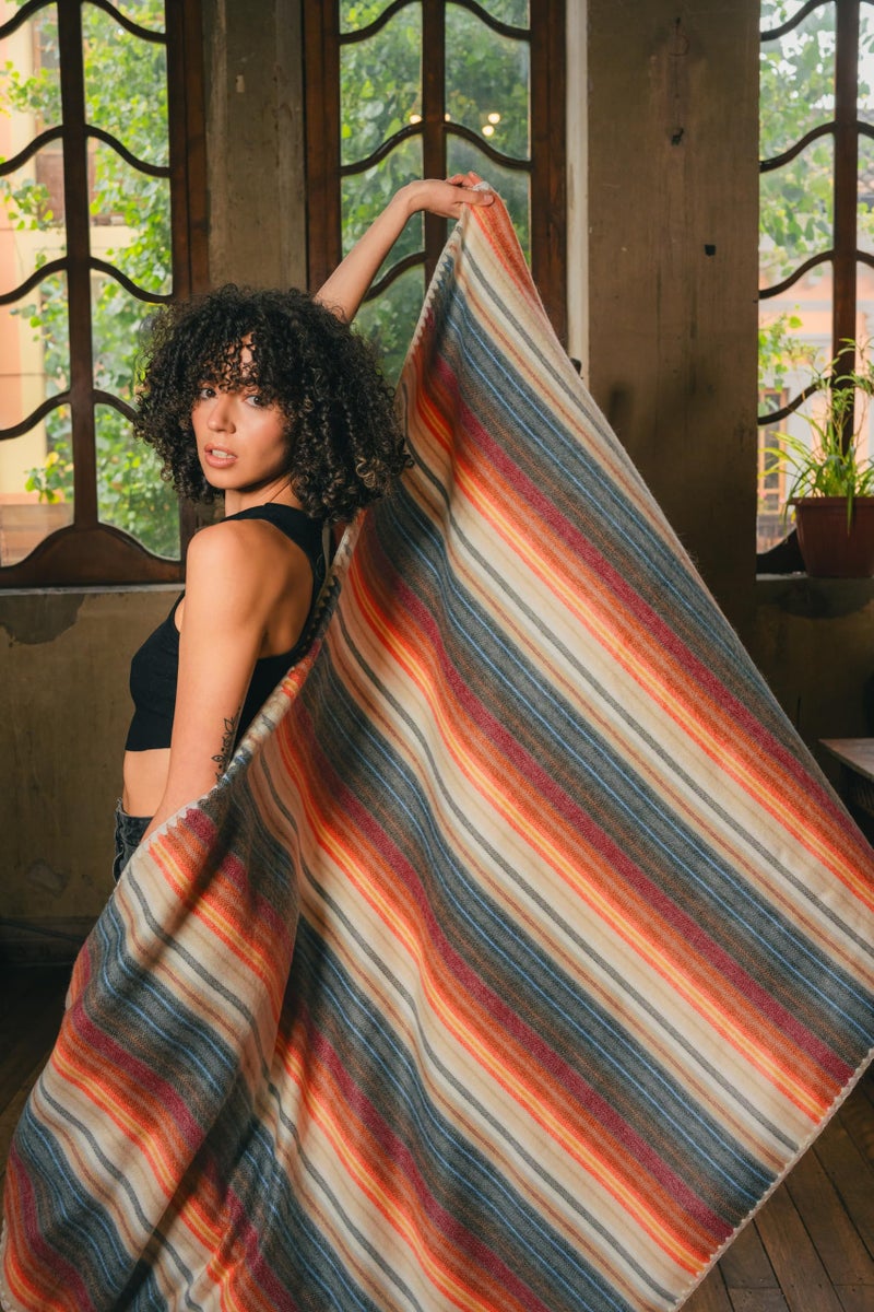 ALPAKITAS Alpaca Wool Blanket - Queen Size Bed Blanket - Alpaca Throw - Best Gift & Warm Throw, Lightweight, Couch or Camp- Outdoor - 87 x 64 inches (White & Brown) - Image 2