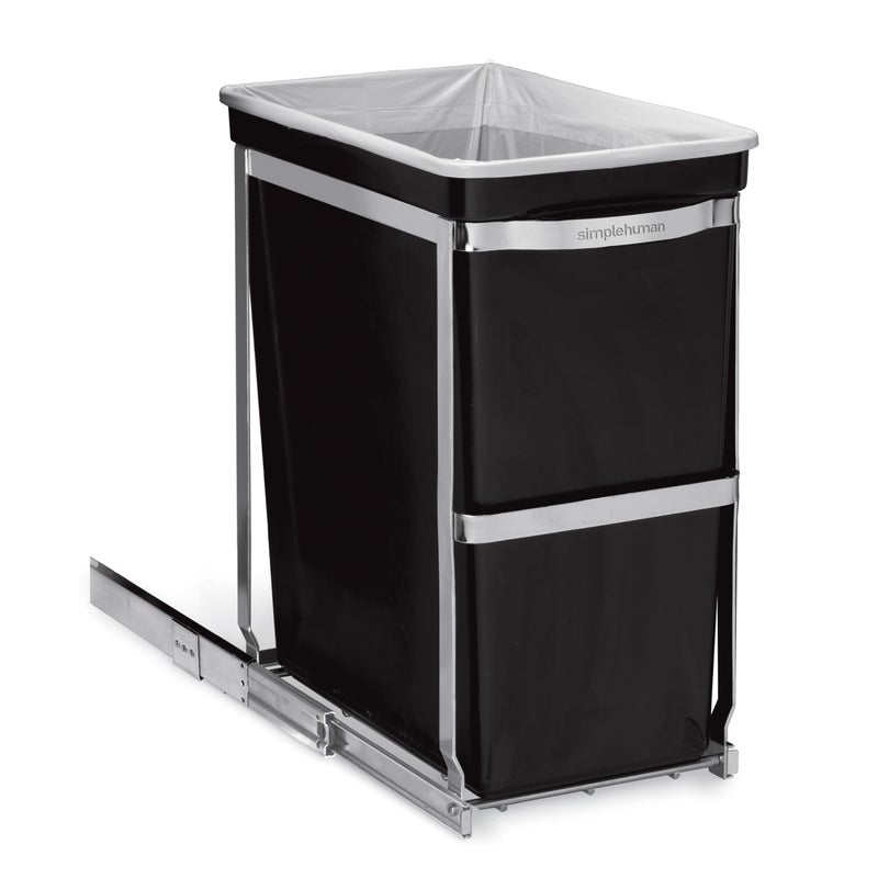 simplehuman سلة مهملات بسيطة إنسان سعة 30 لتر / 8 جالون تحت كونتر مطبخ قابلة للسحب، إطار فولاذي ثقيل - Image 1