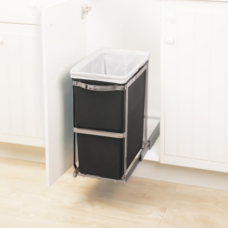 simplehuman سلة مهملات بسيطة إنسان سعة 30 لتر / 8 جالون تحت كونتر مطبخ قابلة للسحب، إطار فولاذي ثقيل - Image 2