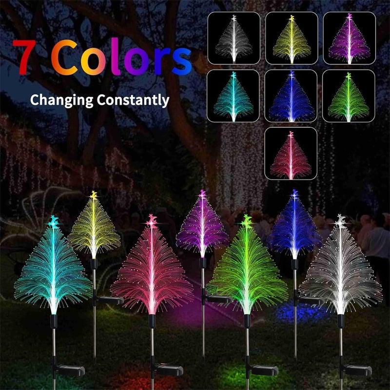 klarako 3PC Solar Christmas Lights Outdoor Waterproof Decorations, Solar Xmas Trees Lights Outdoor, 7 Color Changing Solar Flower Lights for Pathway Landscaping Patio Yard Christmas Decor - Image 5