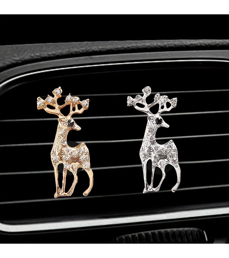 Gold Creative Rhinestone Deer Car Air Vent Decoration Uncented Interior Clip - Image 1