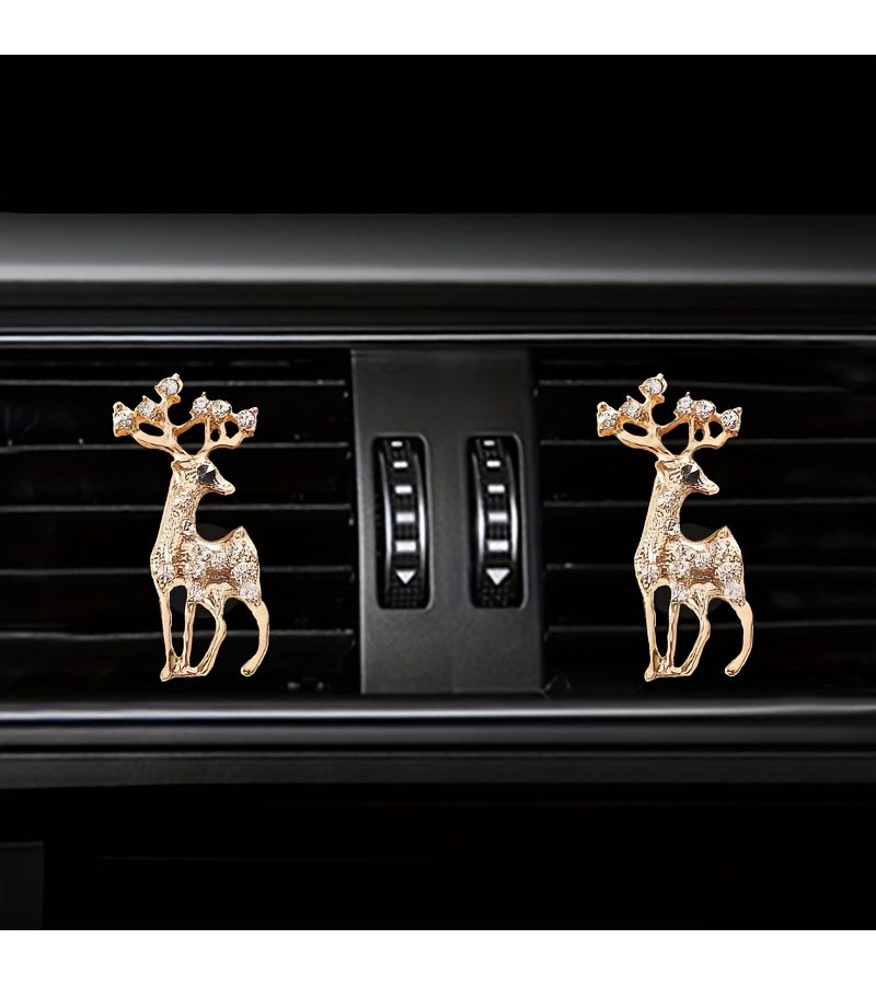 Gold Creative Rhinestone Deer Car Air Vent Decoration Uncented Interior Clip - Image 3