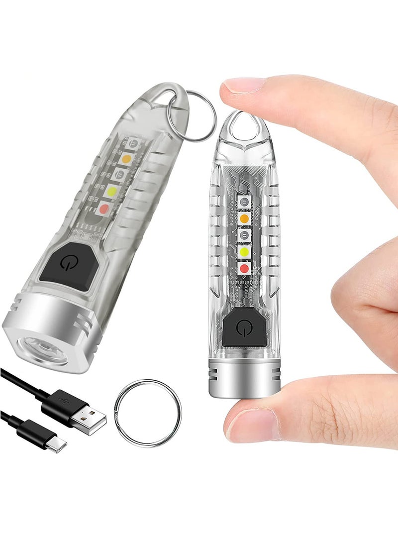 SYOSI Mini Led Flashlight Keyring Torch USB Rechargeable Portable Keychain Flashlights IPX6 Waterproof 400 Lumens EDC Flashlights with 12 Modes for Camping, Hiking, Backpacking, and Daily Using - Image 1